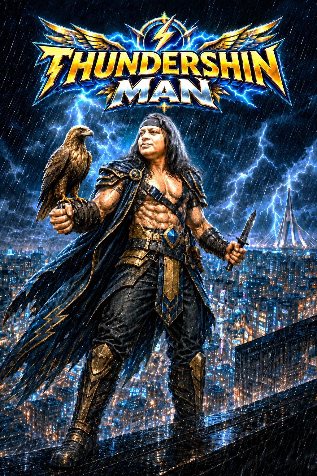 Thunder-Shin Man with his Golden Himalayan Eagle